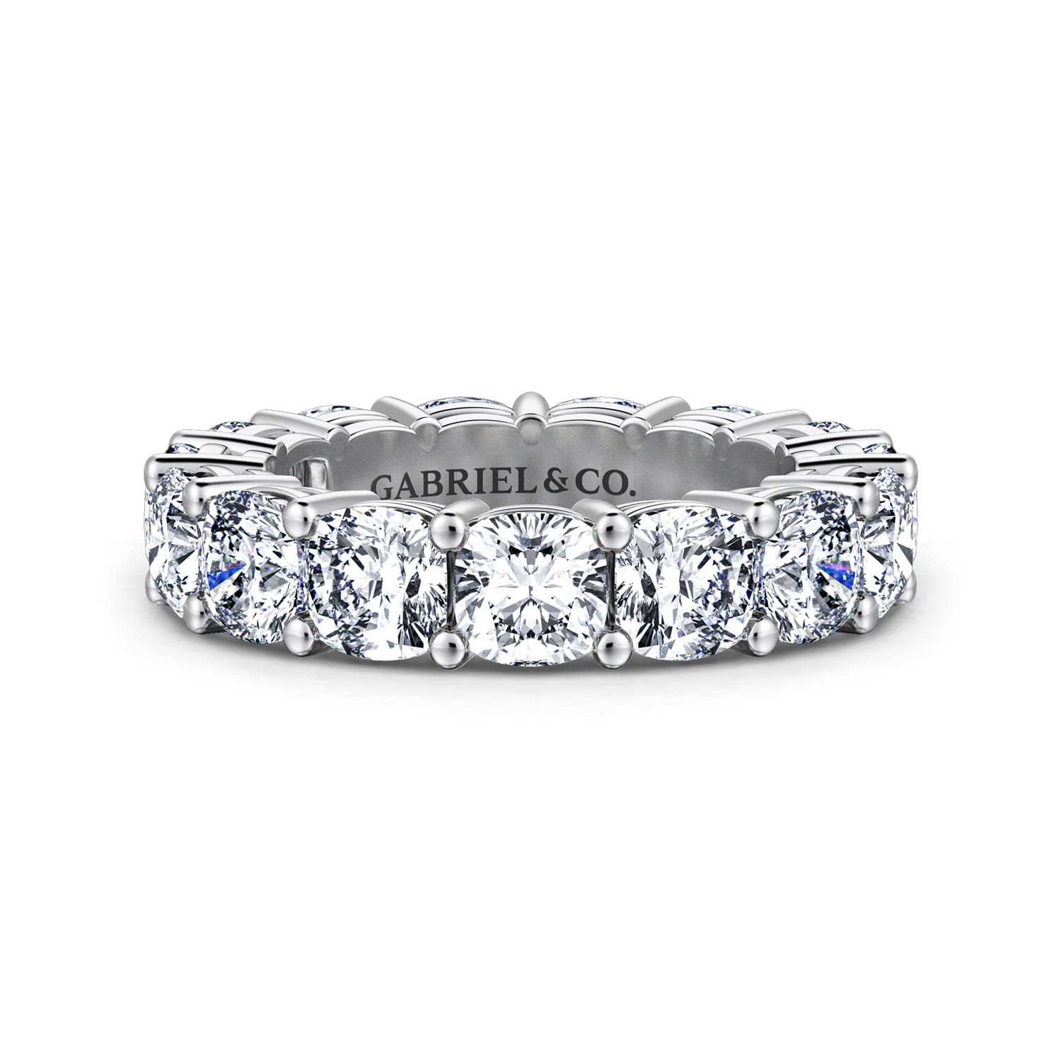 Eternity Band Wedding Ring in 14k White Gold with Cushion Cut Natural Diamond at Gabriel & Co. - Shot 1