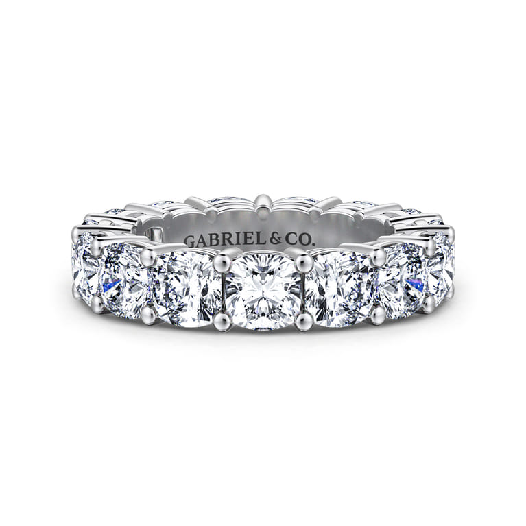 Eternity Band Wedding Ring in 14k White Gold with Cushion Cut Natural Diamond at Gabriel & Co. - Shot 1