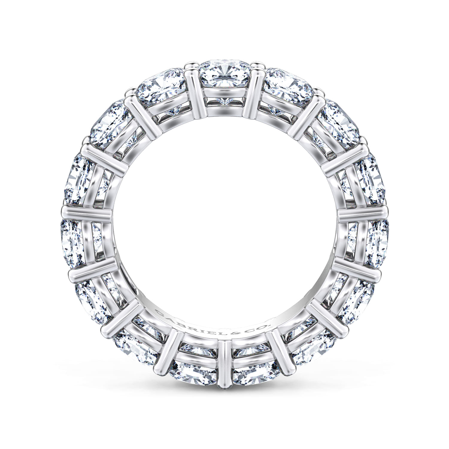 Eternity Band Wedding Ring in 14k White Gold with Cushion Cut Natural Diamond at Gabriel & Co. - Shot 2