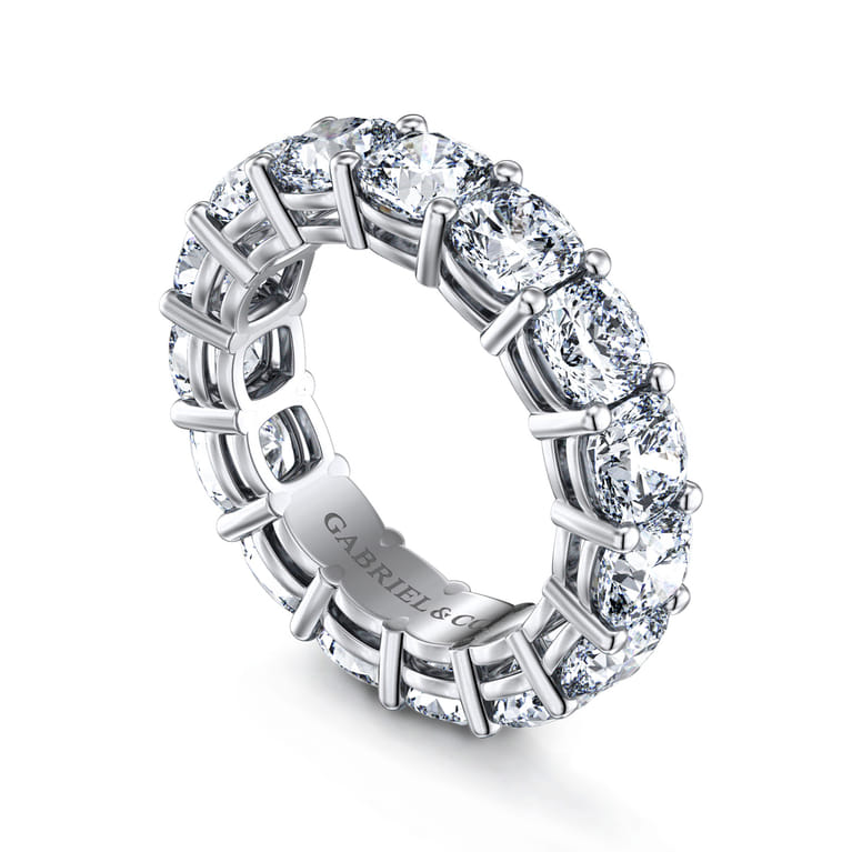 Eternity Band Wedding Ring in 14k White Gold with Cushion Cut Natural Diamond at Gabriel & Co. - Shot 3