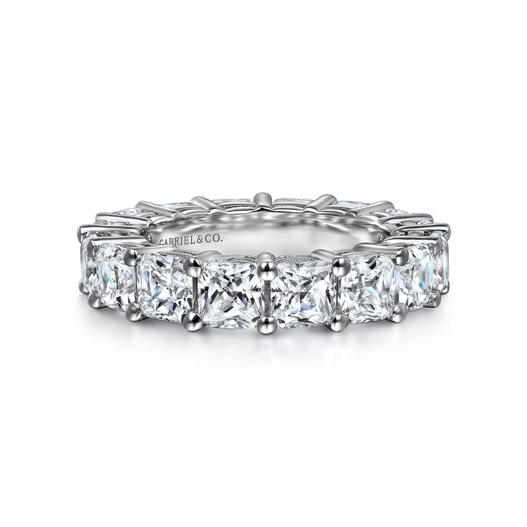 Eternity Band Wedding Ring in 14k White Gold with Cushion Cut Natural Diamond at Gabriel & Co. - Shot 1