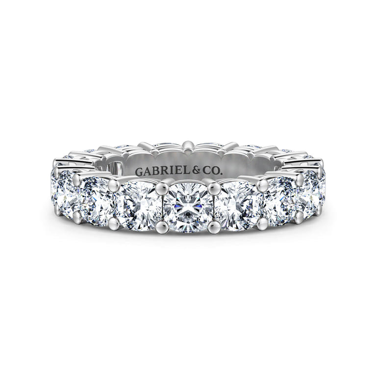 Eternity Band Wedding Ring in 14k White Gold with Cushion Cut Natural Diamond at Gabriel & Co. - Shot 1