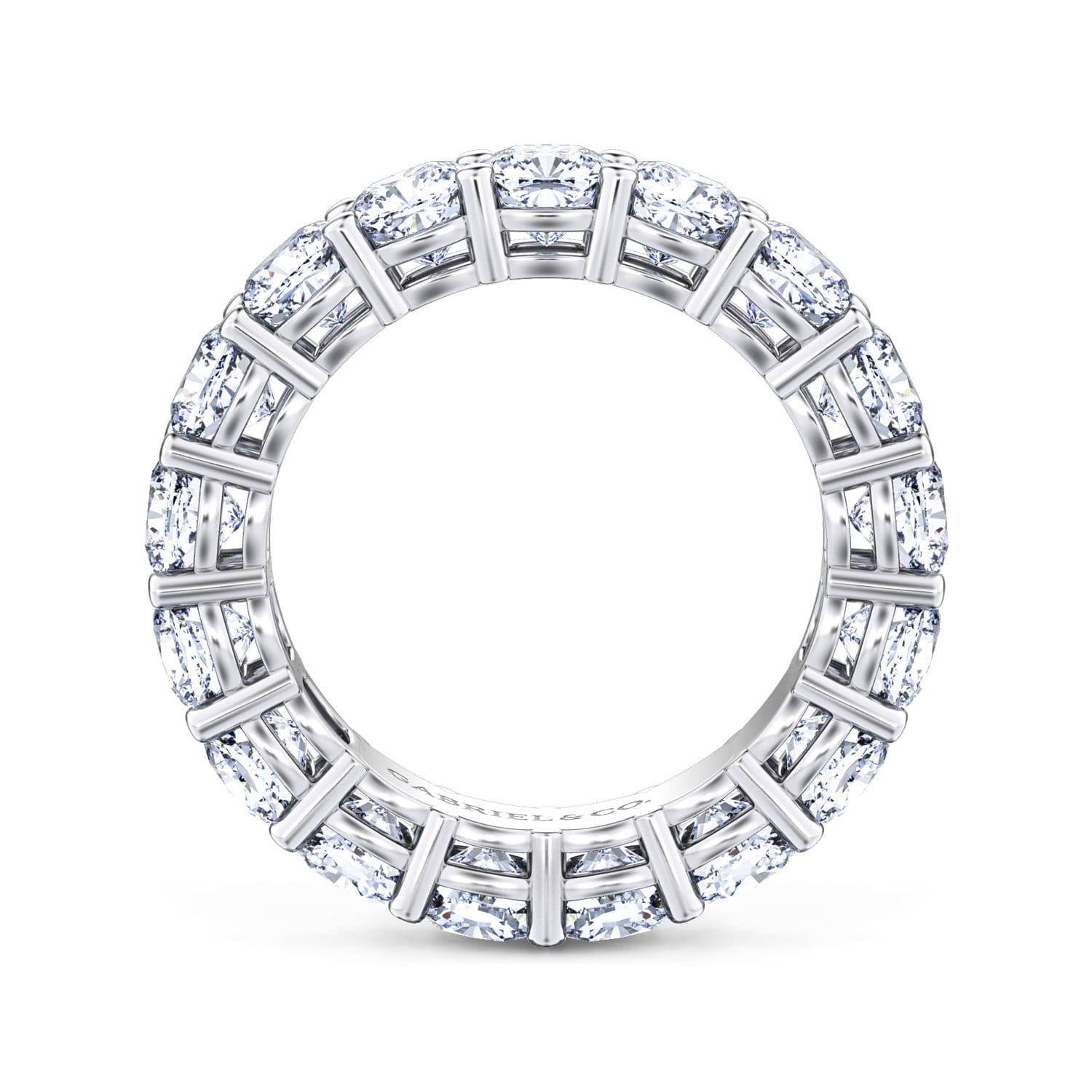 Eternity Band Wedding Ring in 14k White Gold with Cushion Cut Natural Diamond at Gabriel & Co. - Shot 2