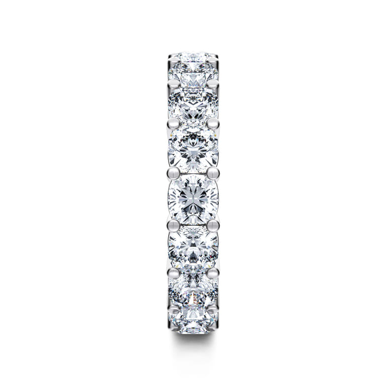 Eternity Band Wedding Ring in 14k White Gold with Cushion Cut Natural Diamond at Gabriel & Co. - Shot 4