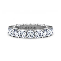 Alexi - 14K White Gold Cushion Cut Shared Prong Diamond Eternity Band