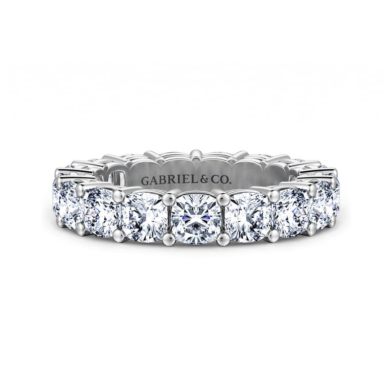 Eternity Band Wedding Ring in 14k White Gold with Cushion Cut Natural Diamond at Gabriel & Co. - Shot 1