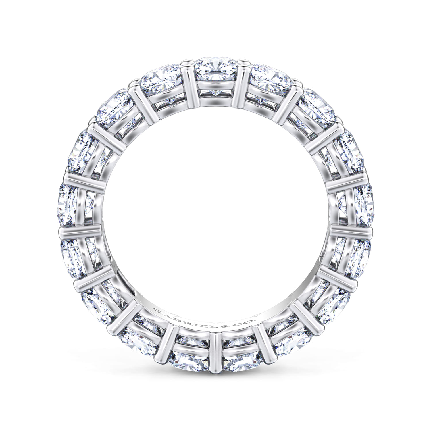 Eternity Band Wedding Ring in 14k White Gold with Cushion Cut Natural Diamond at Gabriel & Co. - Shot 2