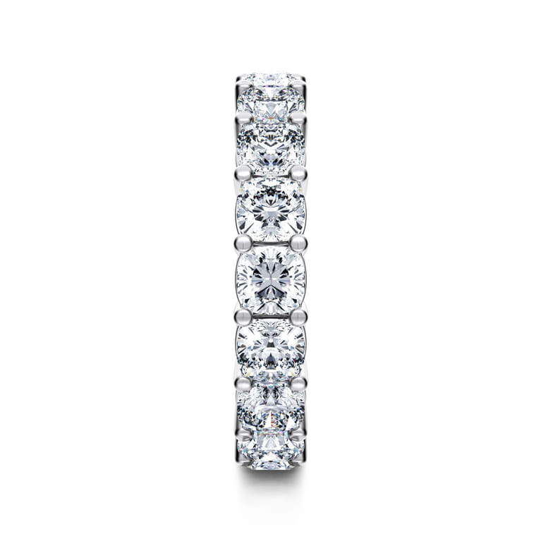 Eternity Band Wedding Ring in 14k White Gold with Cushion Cut Natural Diamond at Gabriel & Co. - Shot 4