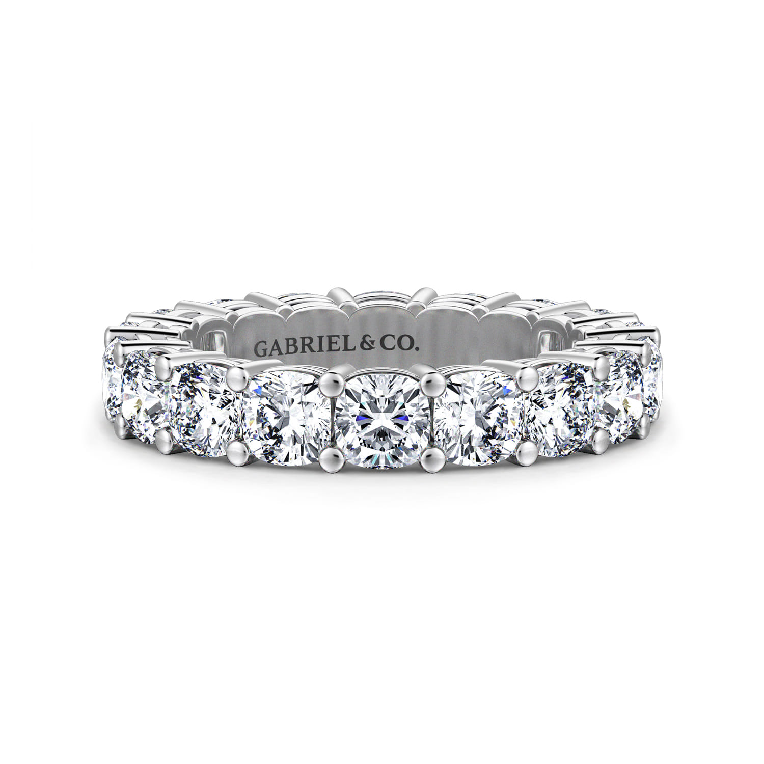Eternity Band Wedding Ring in 14k White Gold with Cushion Cut Natural Diamond at Gabriel & Co. - Shot 1