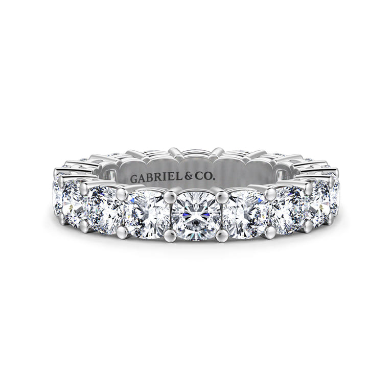 Eternity Band Wedding Ring in 14k White Gold with Cushion Cut Natural Diamond at Gabriel & Co. - Shot 1