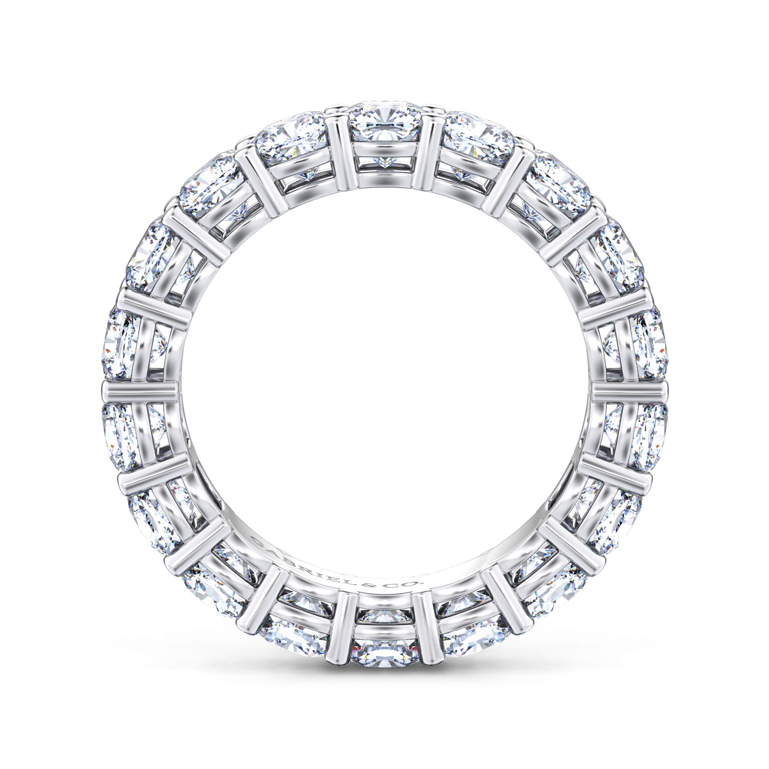 Eternity Band Wedding Ring in 14k White Gold with Cushion Cut Natural Diamond at Gabriel & Co. - Shot 2