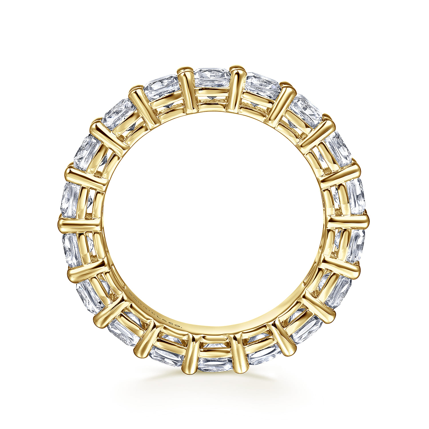 Eternity Band Wedding Ring in 14k Yellow Gold with Cushion Cut Natural Diamond at Gabriel & Co. - Shot 2