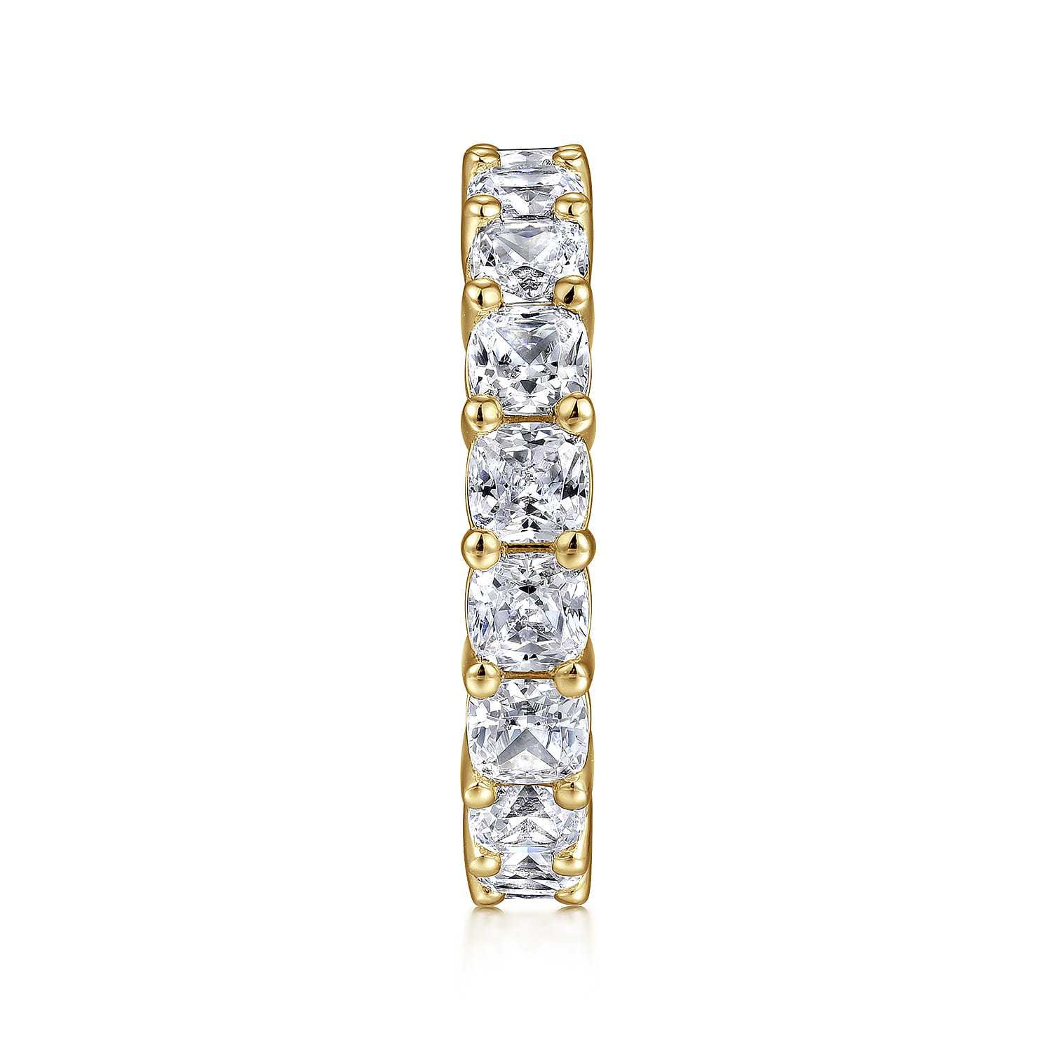Eternity Band Wedding Ring in 14k Yellow Gold with Cushion Cut Natural Diamond at Gabriel & Co. - Shot 4