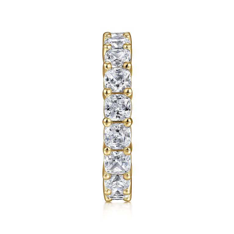 Eternity Band Wedding Ring in 14k Yellow Gold with Cushion Cut Natural Diamond at Gabriel & Co. - Shot 4
