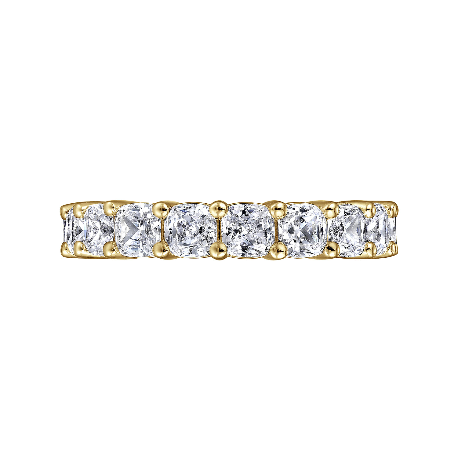 Eternity Band Wedding Ring in 14k Yellow Gold with Cushion Cut Natural Diamond at Gabriel & Co. - Shot 5