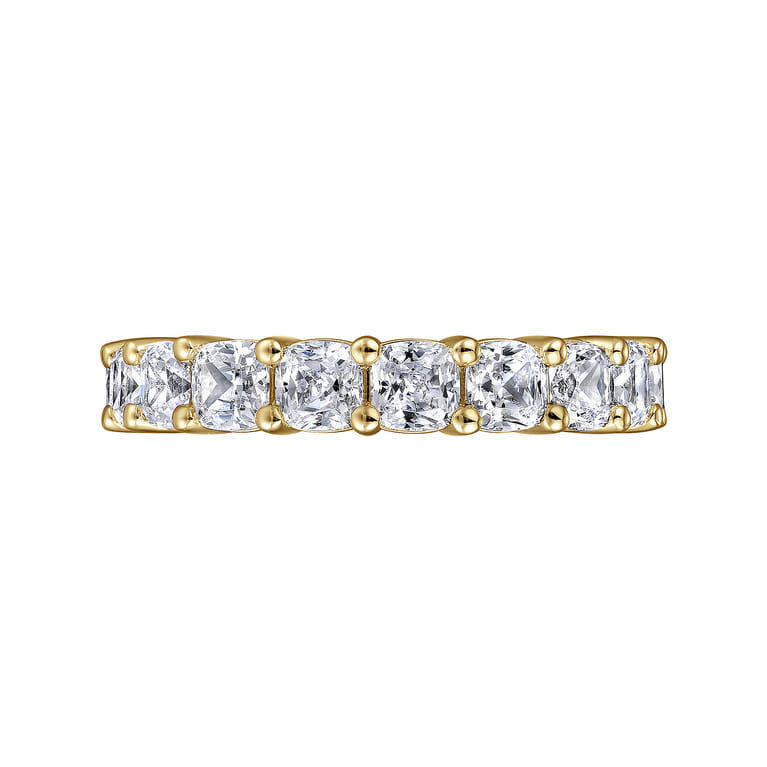 Eternity Band Wedding Ring in 14k Yellow Gold with Cushion Cut Natural Diamond at Gabriel & Co. - Shot 5