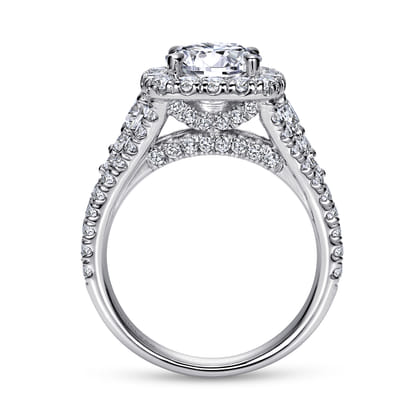 Alexia - 14K White Gold Round Halo Diamond Engagement Ring