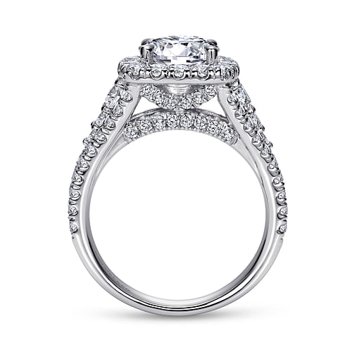 Alexia - 14K White Gold Round Halo Diamond Engagement Ring - 1.54 ct - Shot 2