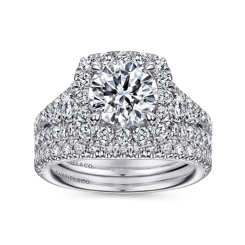 Alexia - 14K White Gold Round Halo Diamond Engagement Ring - 1.54 ct - Shot 4