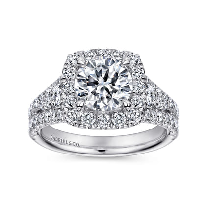 Alexia - 14K White Gold Round Halo Diamond Engagement Ring