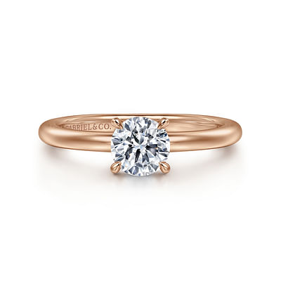 Ali - 14K Rose Gold Round Diamond Engagement Ring