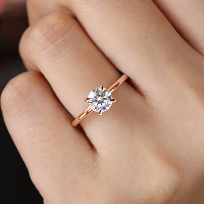 Ali - 14K Rose Gold Round Diamond Engagement Ring