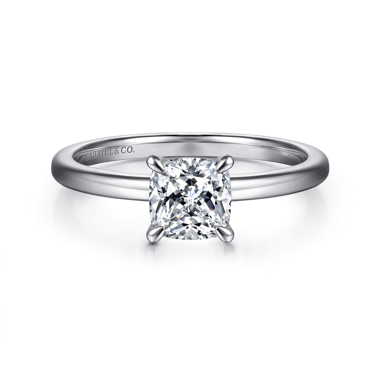 Ali - 14K White Gold Cushion Cut Diamond Engagement Ring