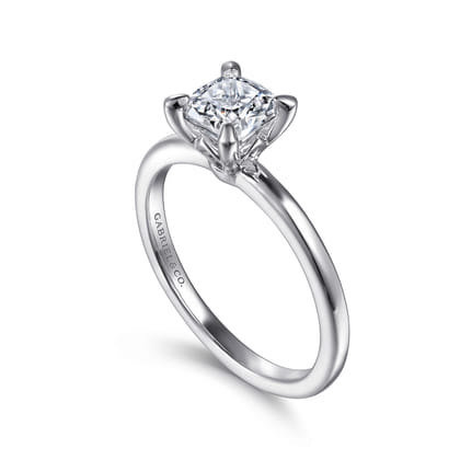 Ali - 14K White Gold Cushion Cut Diamond Engagement Ring