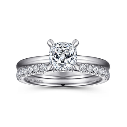Ali - 14K White Gold Cushion Cut Diamond Engagement Ring