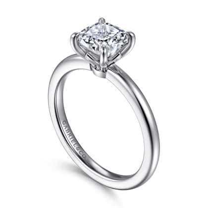 Ali - 14K White Gold Cushion Cut Diamond Engagement Ring