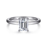 Ali - 14K White Gold Emerald Cut Diamond Engagement Ring