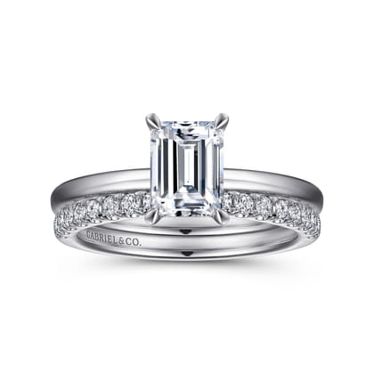 Ali - 14K White Gold Emerald Cut Diamond Engagement Ring