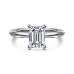 Ali - 14K White Gold Emerald Cut Diamond Engagement Ring