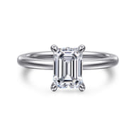 Ali - 14K White Gold Emerald Cut Diamond Engagement Ring
