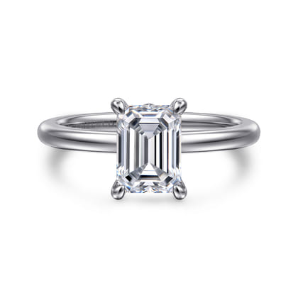 Ali - 14K White Gold Emerald Cut Diamond Engagement Ring