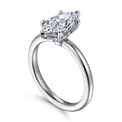 Ali - 14K White Gold Marquise Shape Diamond Engagement Ring