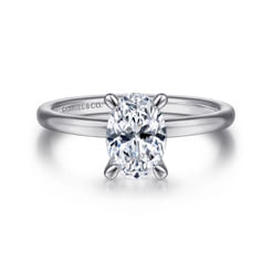 14K White Gold Oval  Diamond Engagement Ring