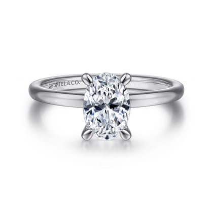Ali - 14K White Gold Oval Diamond Engagement Ring