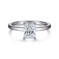 Ali - 14K White Gold Rectangular Radiant Cut Diamond Engagement Ring