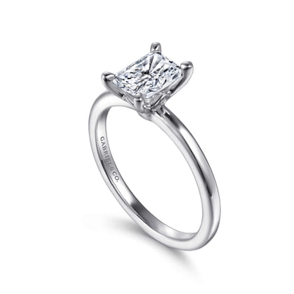 Ali - 14K White Gold Rectangular Radiant Cut Diamond Engagement Ring