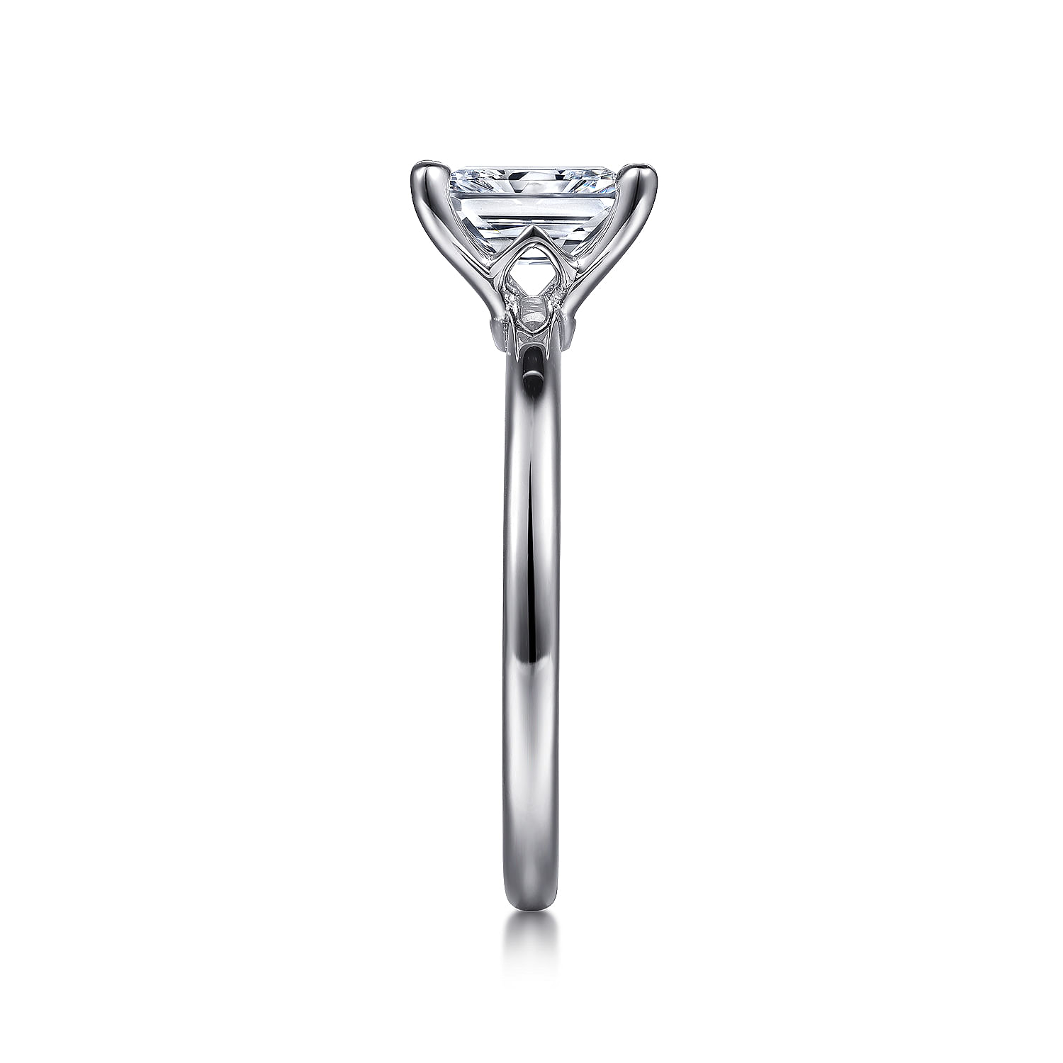 Ali - 14K White Gold Rectangular Radiant Cut Diamond Engagement Ring