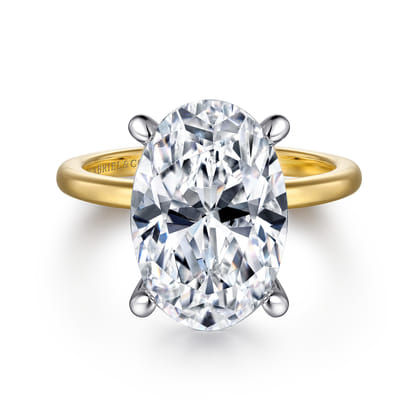 Ali - 14K White-Yellow Gold Oval Diamond Engagement Ring