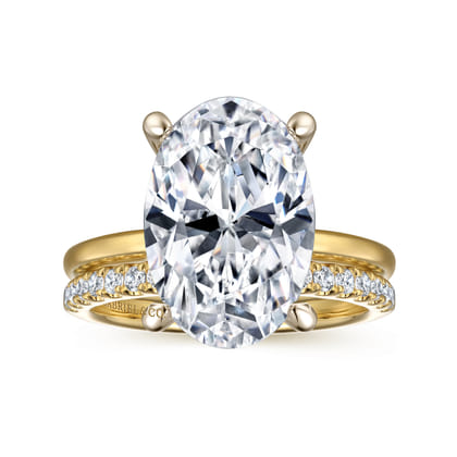 Ali - 14K White-Yellow Gold Oval Diamond Engagement Ring