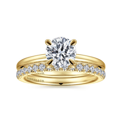 Ali - 14K Yellow Gold Round Diamond Engagement Ring