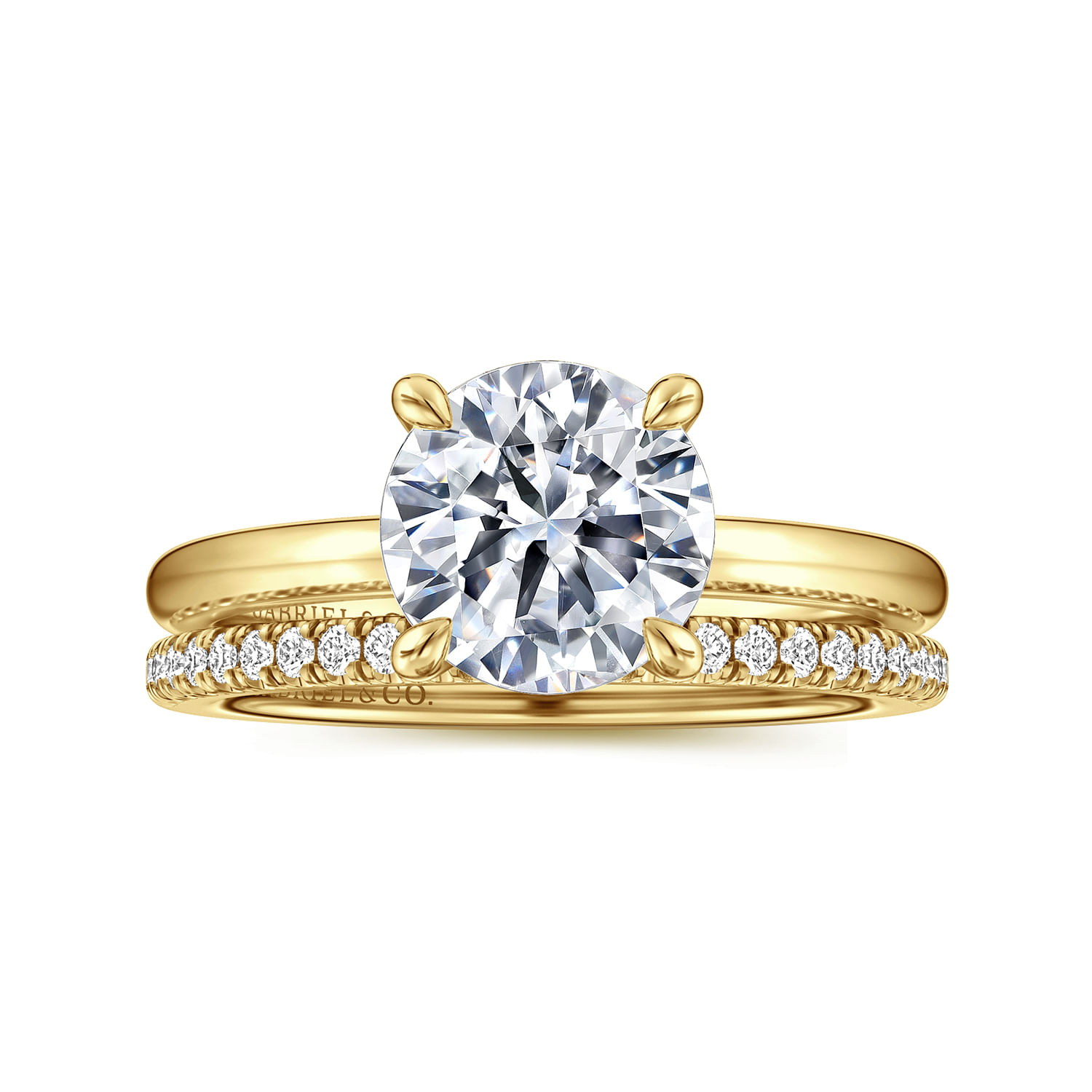 Ali - 14K Yellow Gold Round Diamond Engagement Ring