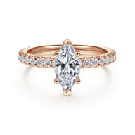 Alina - 14K Rose Gold Hidden Halo Marquise Shape Diamond Engagement Ring