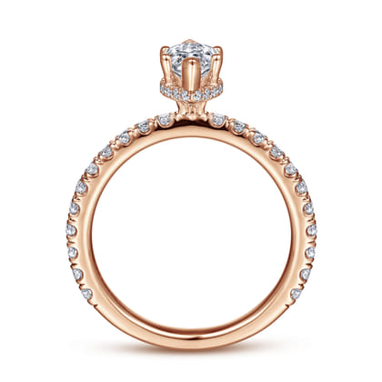 Alina - 14K Rose Gold Hidden Halo Marquise Shape Diamond Engagement Ring
