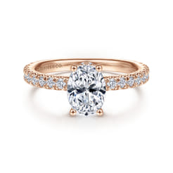 Alina - 14K Rose Gold Hidden Halo Oval Diamond Engagement Ring