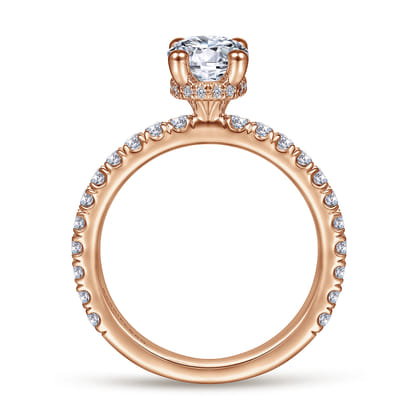 Alina - 14K Rose Gold Hidden Halo Oval Diamond Engagement Ring