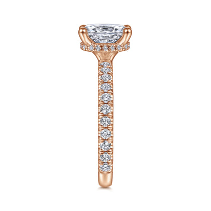 Alina - 14K Rose Gold Hidden Halo Oval Diamond Engagement Ring